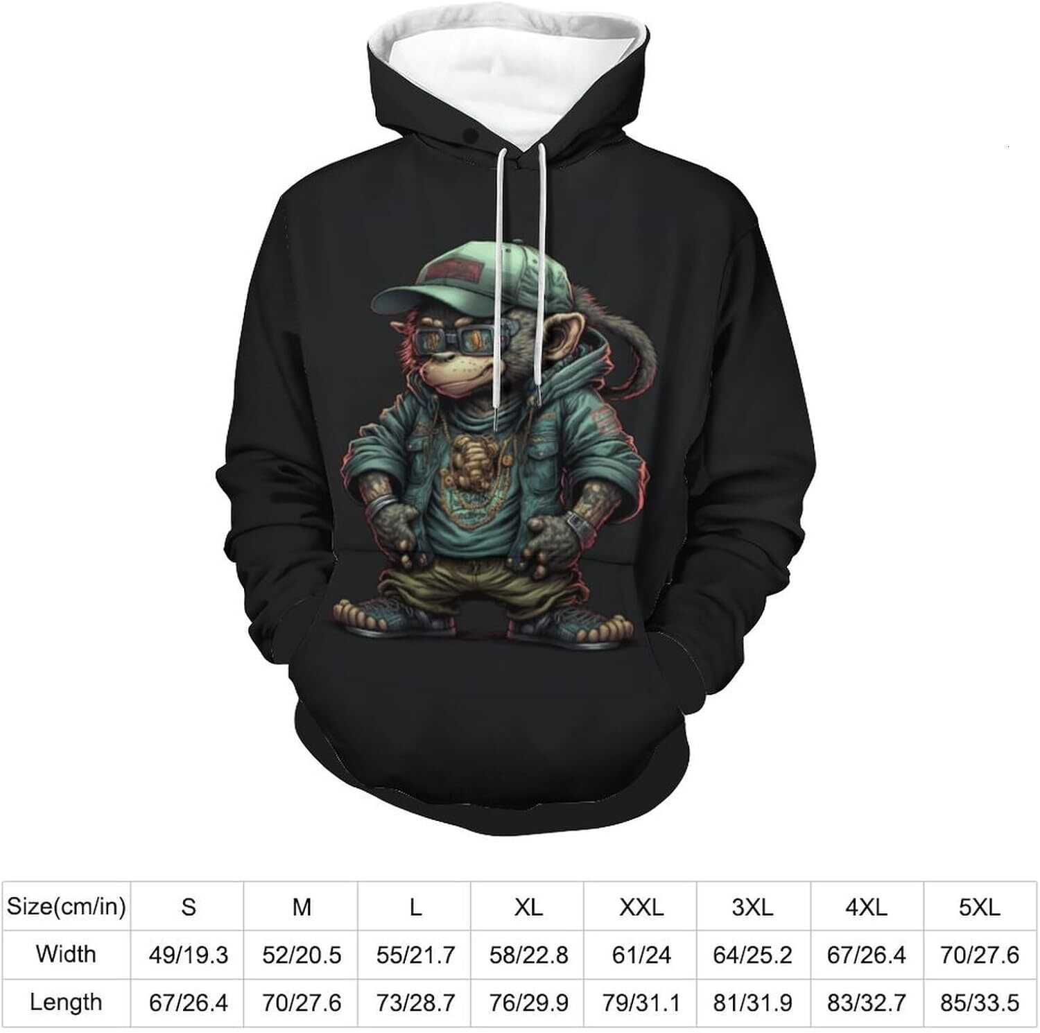 Hoodie for Mens Womens Mens Monkey Print Hoodies with Pockets Soft Personalized Funny Hooded Sweatshirts Graphic Hoodies sweatshirt Pullover Long Slee