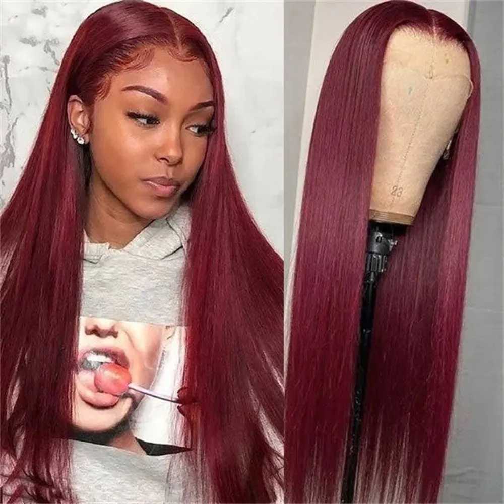Burgundy Lace Wigs for Women Synthetic 99J Blonde Lace Wig PrePlucked Heat Resistant with Baby Hair Straight Synthetic Lace WigXJ241008