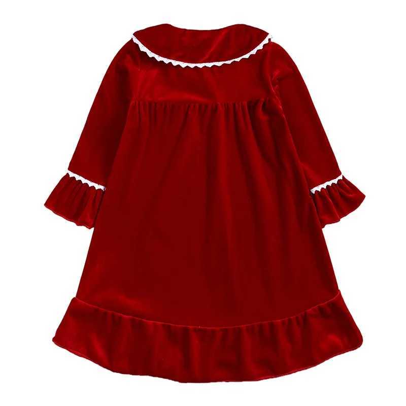 2024 Girl and Boy Dress Christmas Dress Solid Velvet Family Match Childrens Clothing Childrens Lounge Christmas Pajamas First Gift W241008