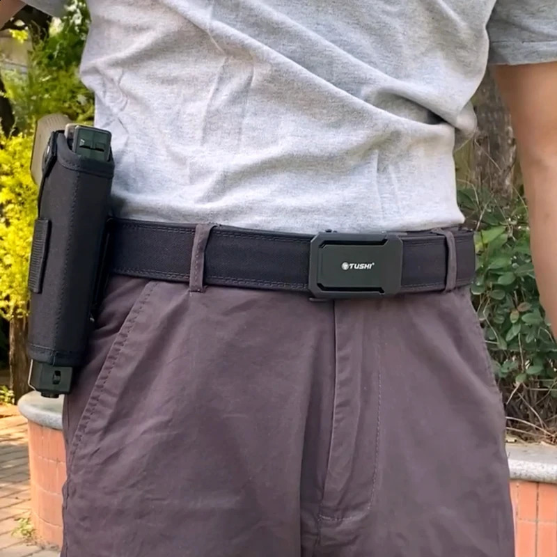 KOLBER mens and womens tactical belt metal automatic buckle black military gun belt thick nylon IPSC waist belt 240925