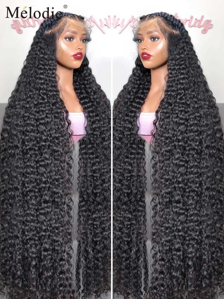 Melodie 40 46 Inch 13x6 HD Frontal Wig Raw Human Hair Loose Deep Wave 200 Density Water Curly Wigs 13x4 Lace Front For WomenXJ241008