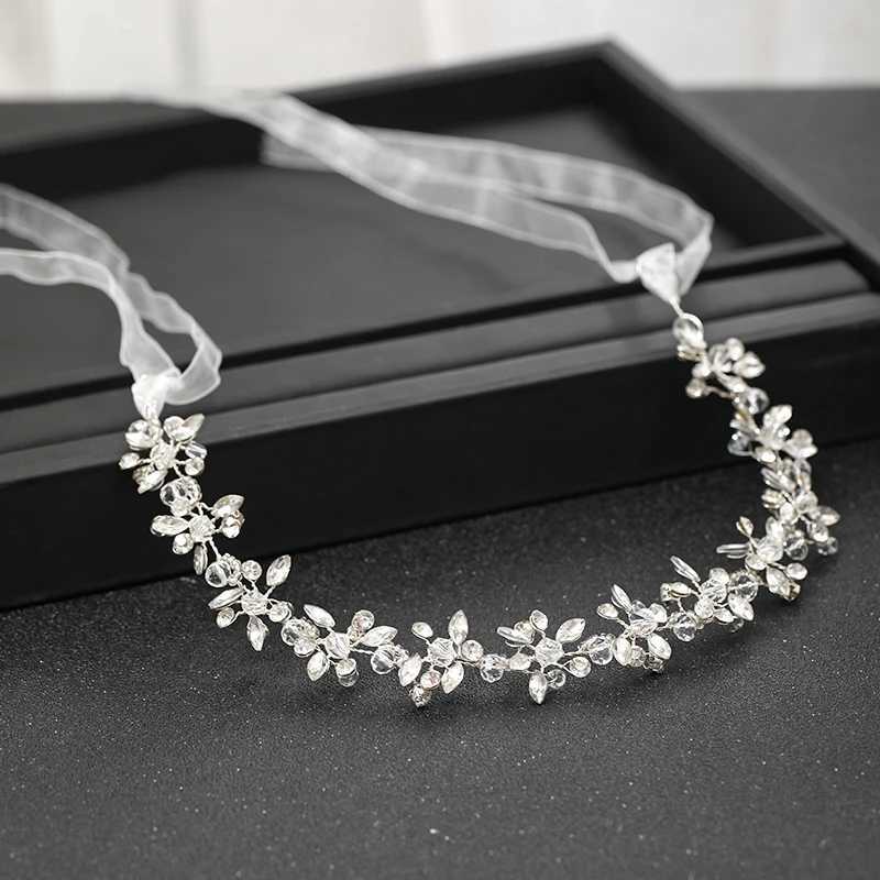 Handmade Silver Womens Bridal Headband with Crystal Water Diamond Hair Wedding Hair Accessories Vine Party W241007