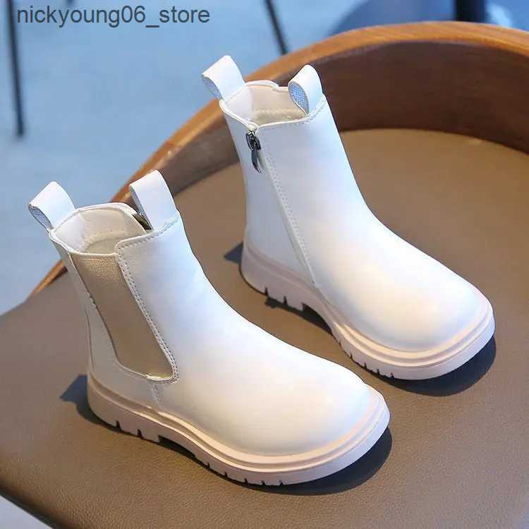 Boots Childrens shoes Quality leather British style boots Girls Ankle Boots Kids Comfortable Slip on Lug Sole Chelsea Booties L240910