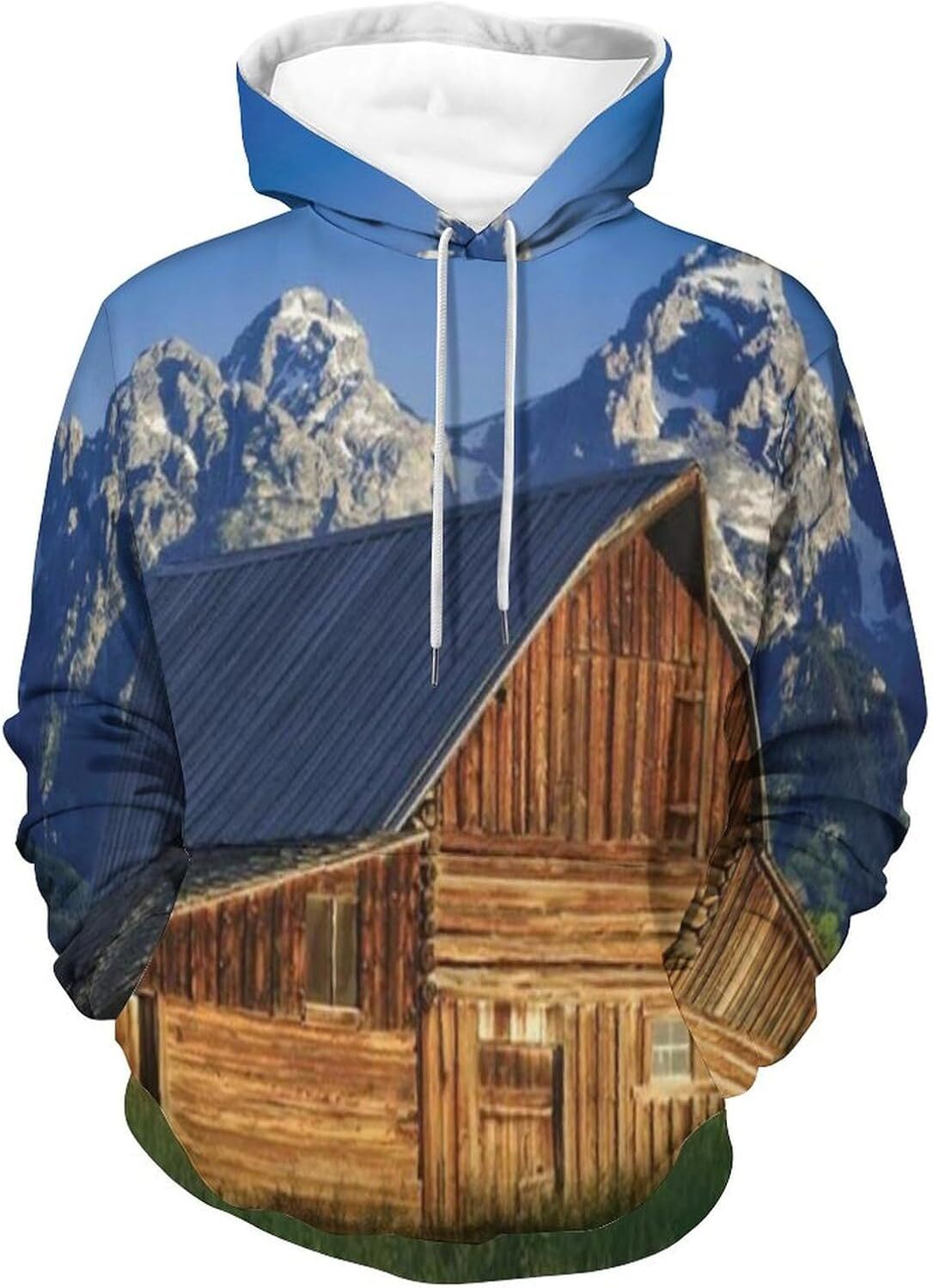 Hoodie for Mens Womens Mens Unisex Novelty Hoodies Moulton Barn and Teton Mountain in Grand Teton National Park Wyoming Graphic Hoodies sweatshirt
