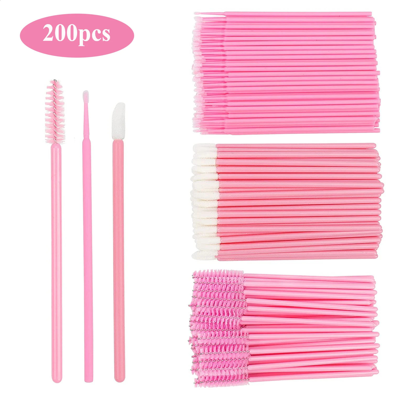 200 disposable brushes set eye black stick lip brush micro brush mascara extension mascara makeup tool 241008
