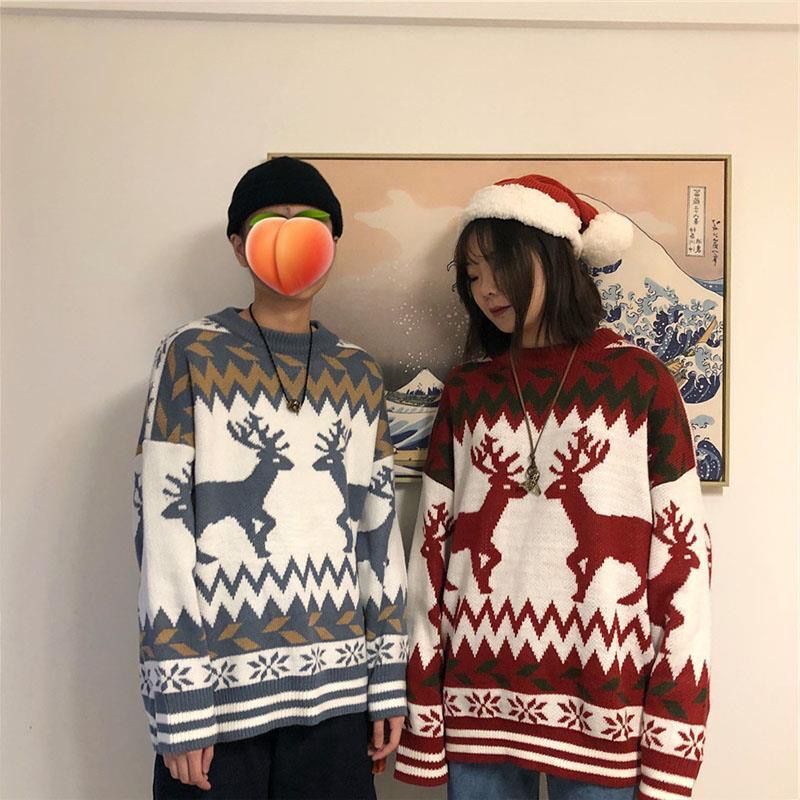 2024 designer's autumn and winter new men's and women's Christmas couple sweater Korean version slim fit fashionable knitted sweater su