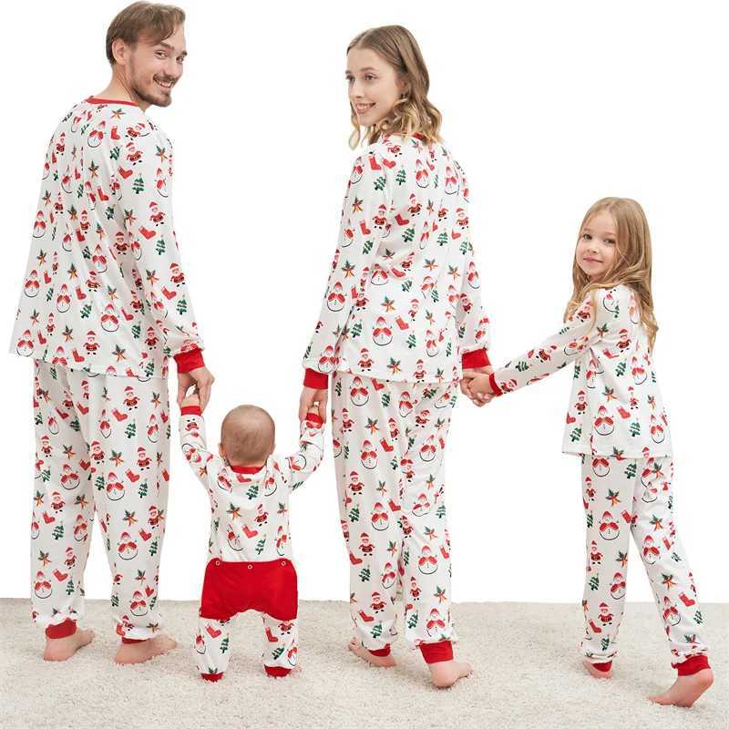 Merry Christmas Family Matching Set Cartoon Printed Cute Soft Pajamas for Parents and Children 2-piece Baby Combo Warm Pajama Set W241008