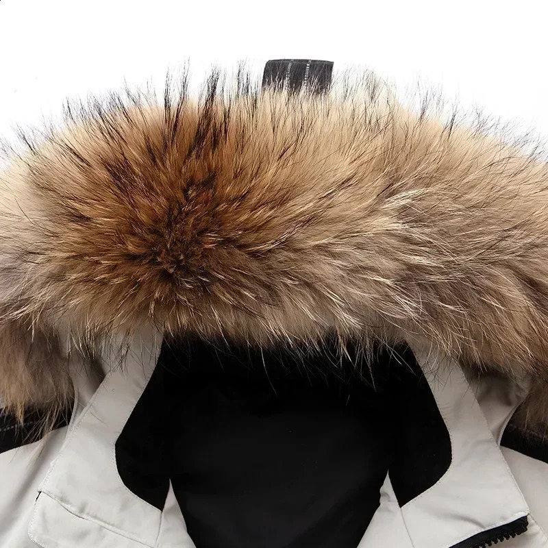 Winter jacket 90% white duck down park mens medium long fur collar -30 degree warm thick snow coat 240930