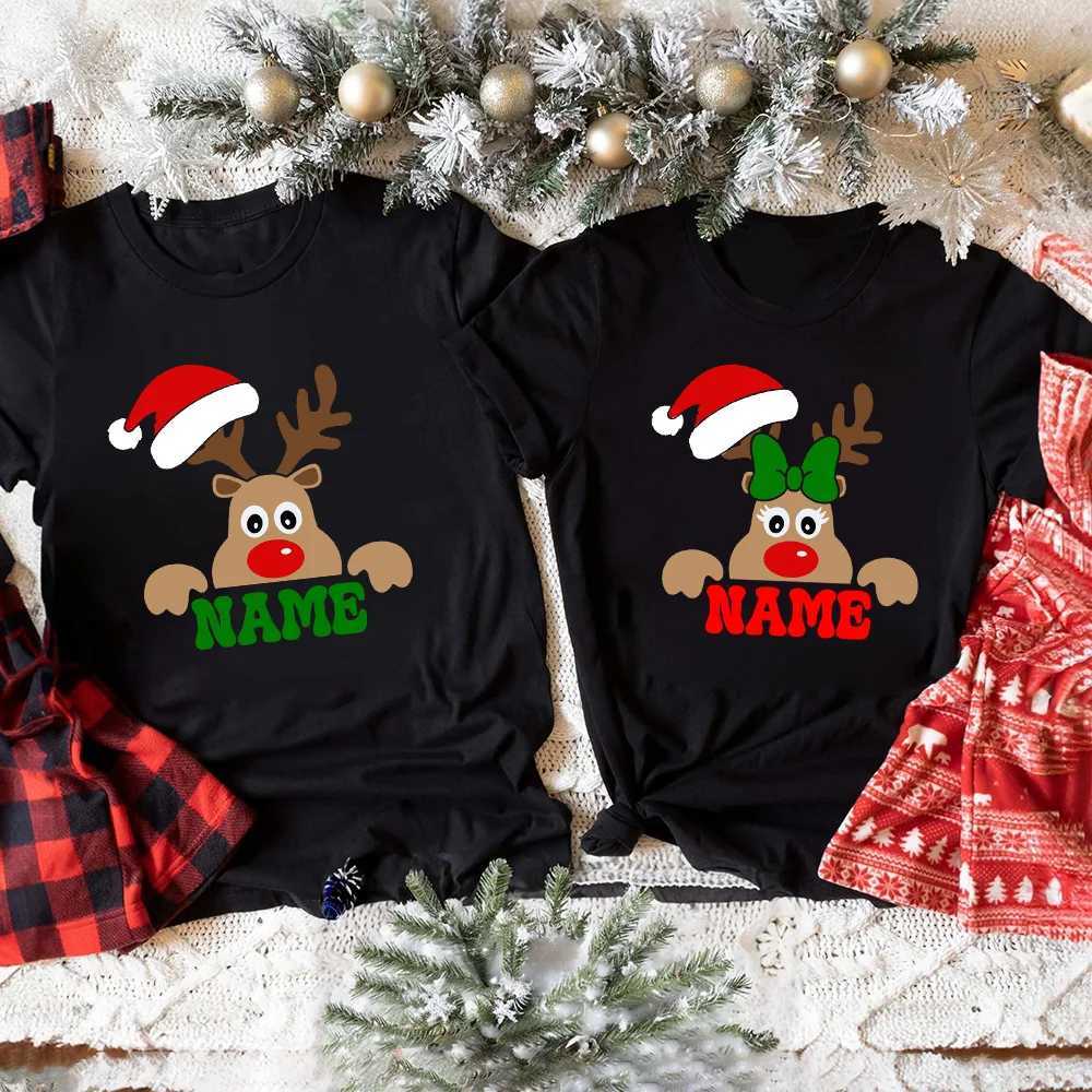 Customized Name Reindeer Shirt Reindeer Family Christmas Shirt Personalized Christmas Shirt Family Matching Top Tee Holiday Christmas Gift W241008