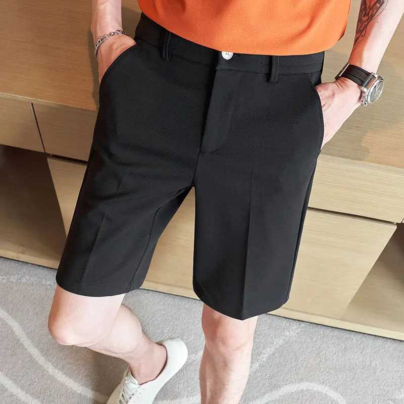 2024 New Trends Summer Solid Color Pocket Mens Zipper Folded Shorts Fashion Simple Edition Casual Knee Length Straight PantsW240713