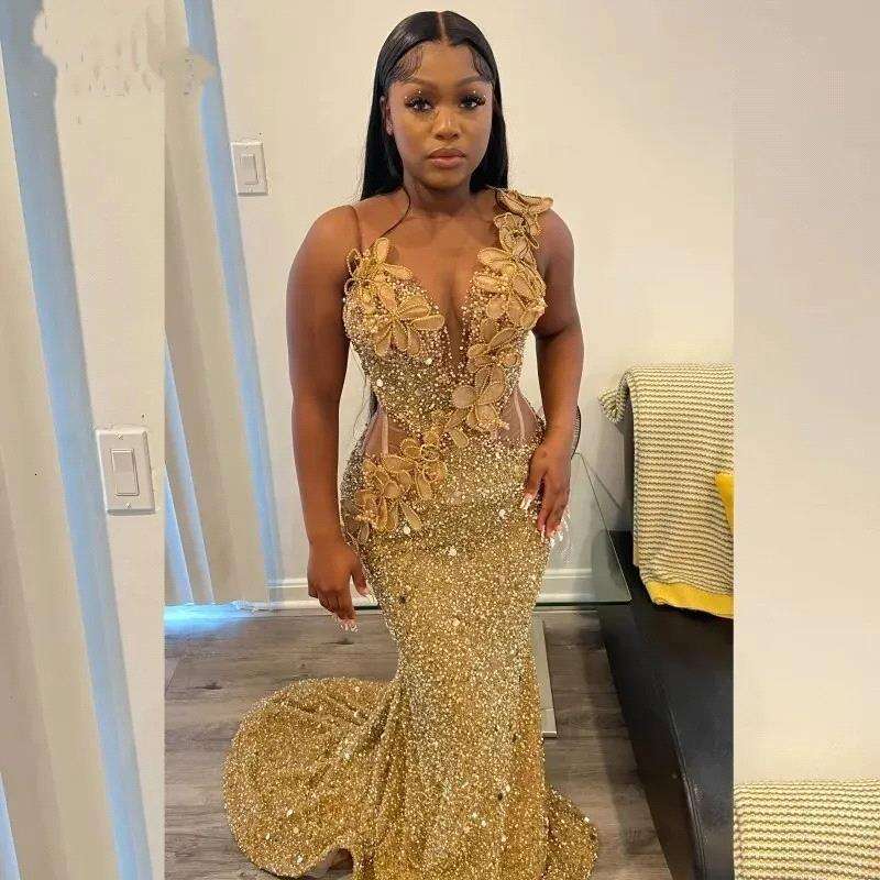 Beaded Mermaid Prom Dress Sequins ars Dubai African Evening Party Gowns Sleeveless Long Court Train Vestido De Gala BC19594
