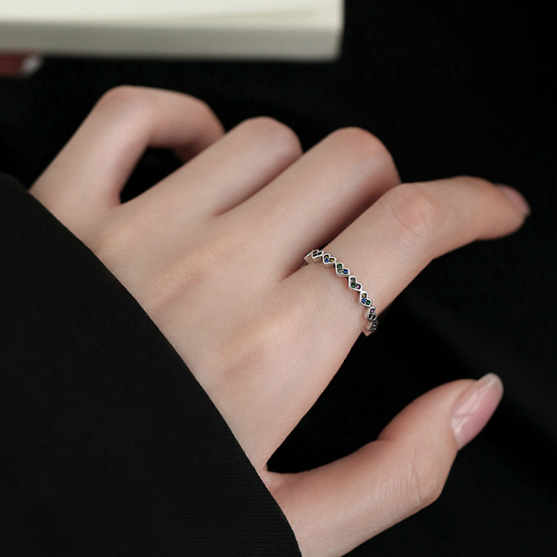 Love female index finger light luxury tail niche design, simple circle opening ring, 2024 model