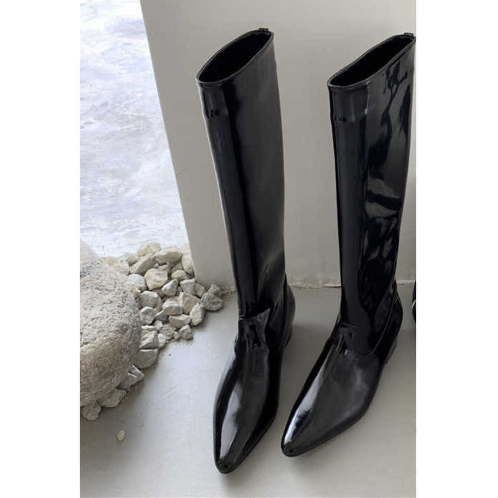 Red Leather Pointed Martin Boots For Women Slim Knight Boots Slim Leg Fashion Boots Straight Leg Boots 240826