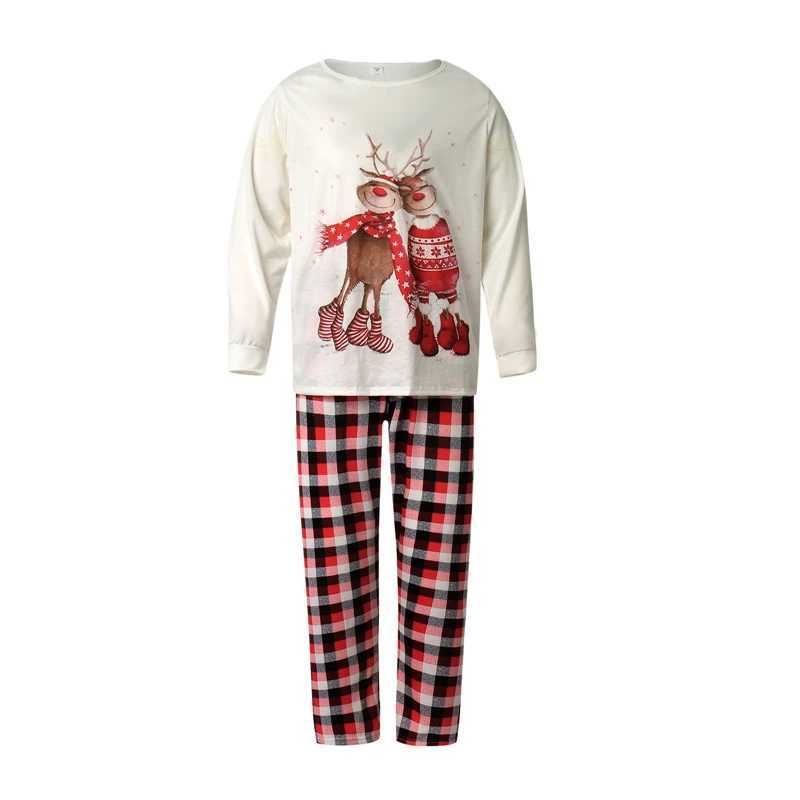 Dog Family Christmas Matching Pajama Set Cartoon Elk Printed Long Sleeve T-shirt Flat Pants Parents and Childrens Clothing W241008