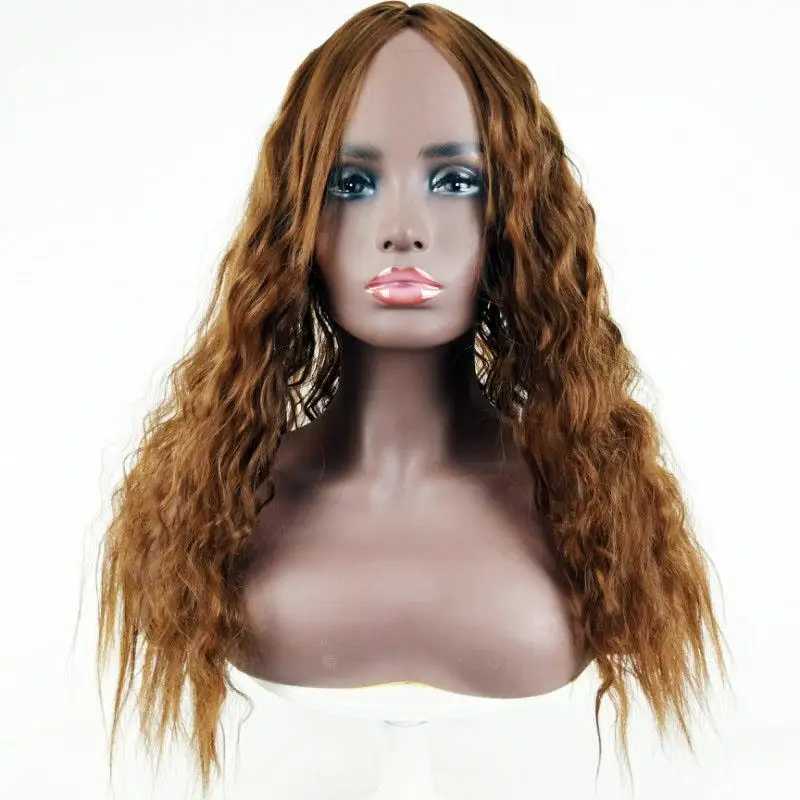 New wig for women African curls fashion in parting long curly hair corn perm synthetic high temperature silk wig head coverXJ241008
