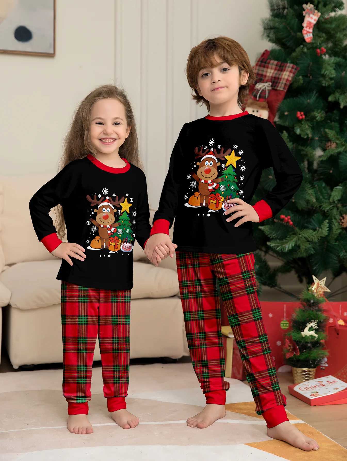 2024 New Christmas Pajama Set Christmas Tree Print Mom Daughter Dad Son Matching Clothing Baby Pants Soft Pajamas W241008