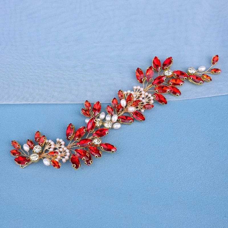 Silver Crystal Pearl Leaf Headband Hairband Female Bride Wedding Hair Accessories Jewelry Vine Headband W241007