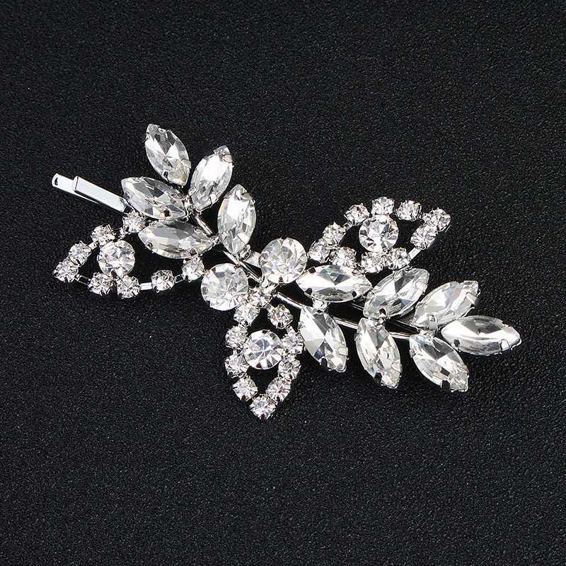 Bridal rhinestone side flower hair clip wholesale for girls wedding hair accessories W241007