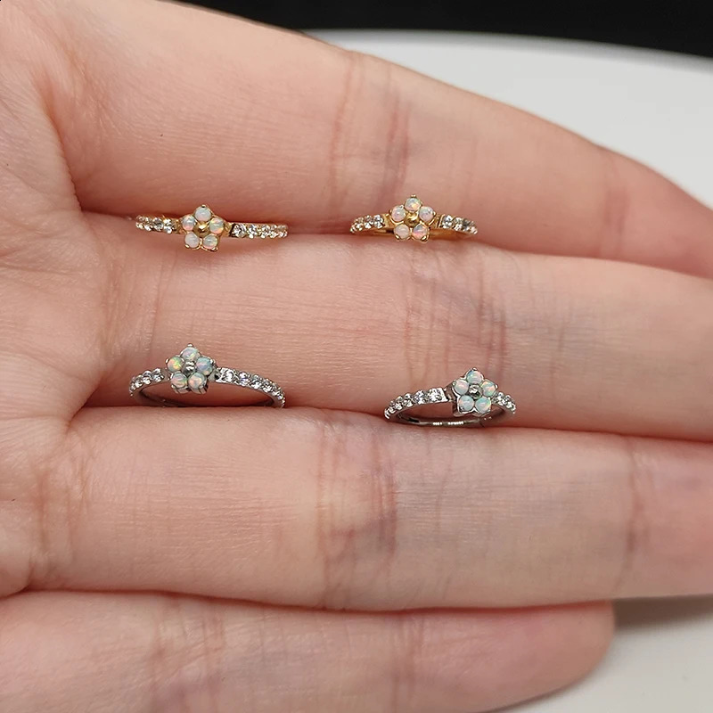 G23 Piercing Hoop Opal Zircon Earrings Septum Nose Ring Tragus Helix Clicker Body Jewelry Cartilage Conch Daith Percing 241007