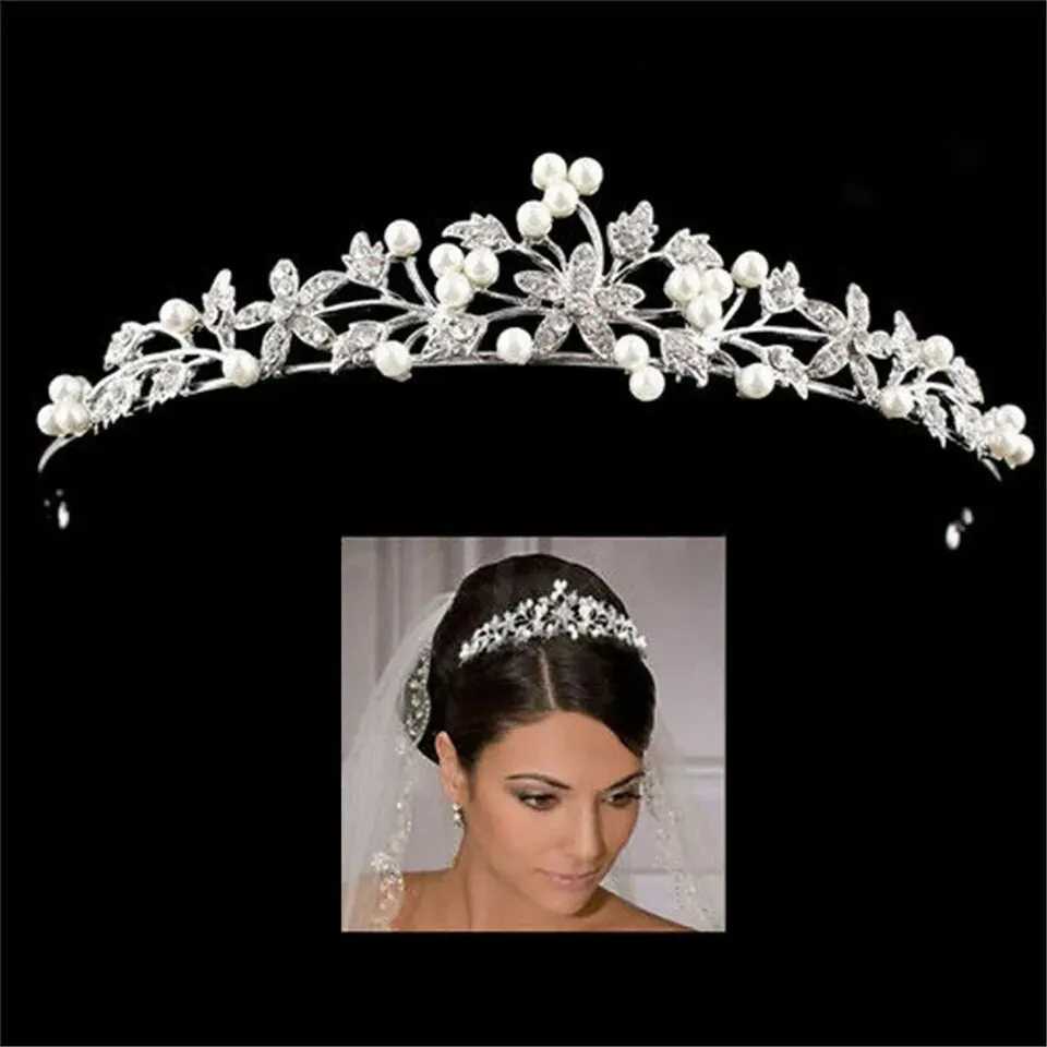 Bridal Pearl Crown Headband Diamond Hair Accessories Alloy Rhinestone Princess Wedding Headband Bridal Headband W241007