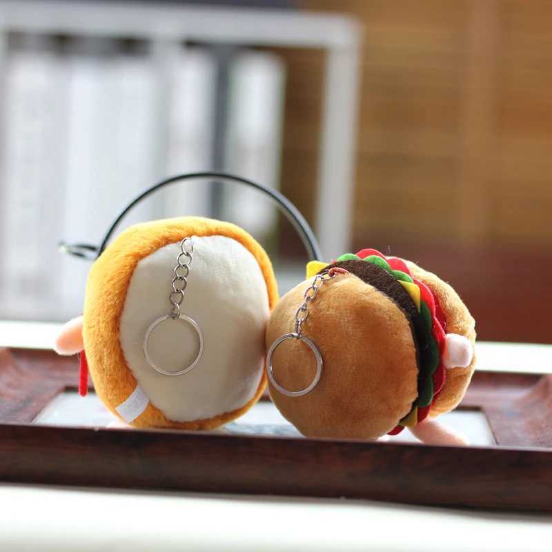 Hamburg Hot Dog Fries Bread Drumsticks Plush Pendant Keychain Creative Cartoon Bag Decoration Car Key Accessories For Girl GiftX241008