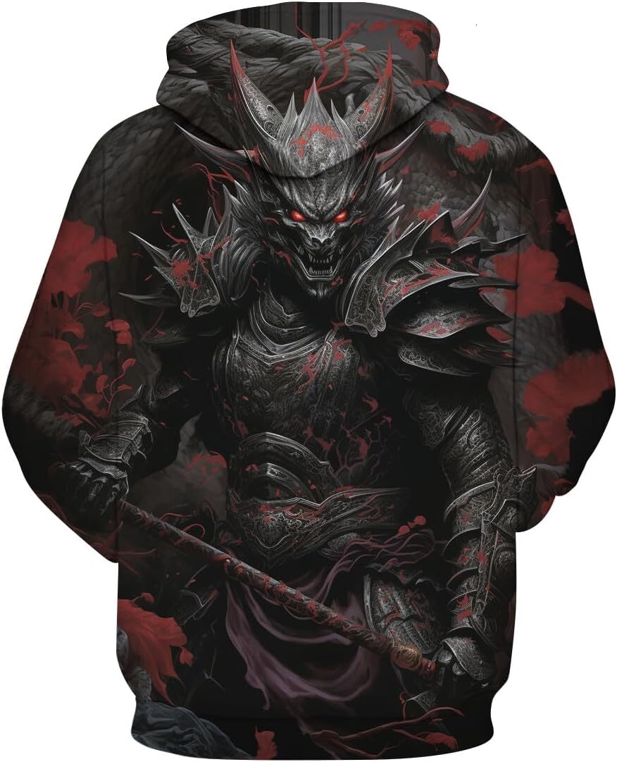 Hoodie for Mens Womens Vintage Japanese Samurai Hoodies Men Printed Hooded Hippie Casual Long Sleeved Pullover Graphic Hoodies sweatshirt