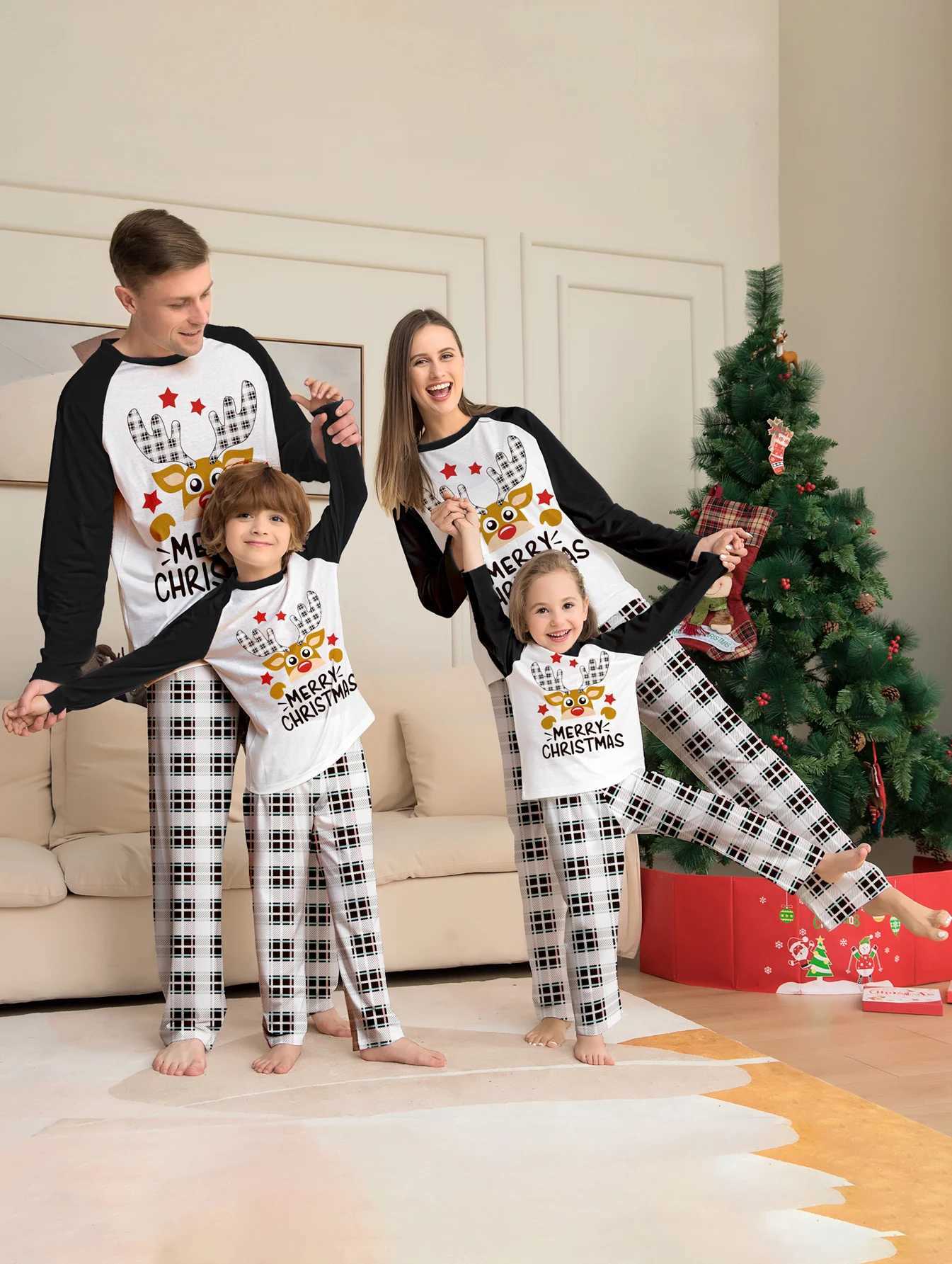 New Winter 2024 Christmas Family Pajama Set Mom Dad Child Baby Match Set Elk Printed Casual Soft Pajama Christmas Appearance Pajama W241008