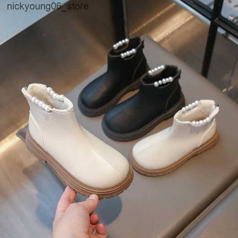 Boots Winter Children Princess Fashion Boots Warm Plush Girl Snow Boots Sweet Versatile Kids Causal Ankle Cotton Boots Thick Bottom L240910