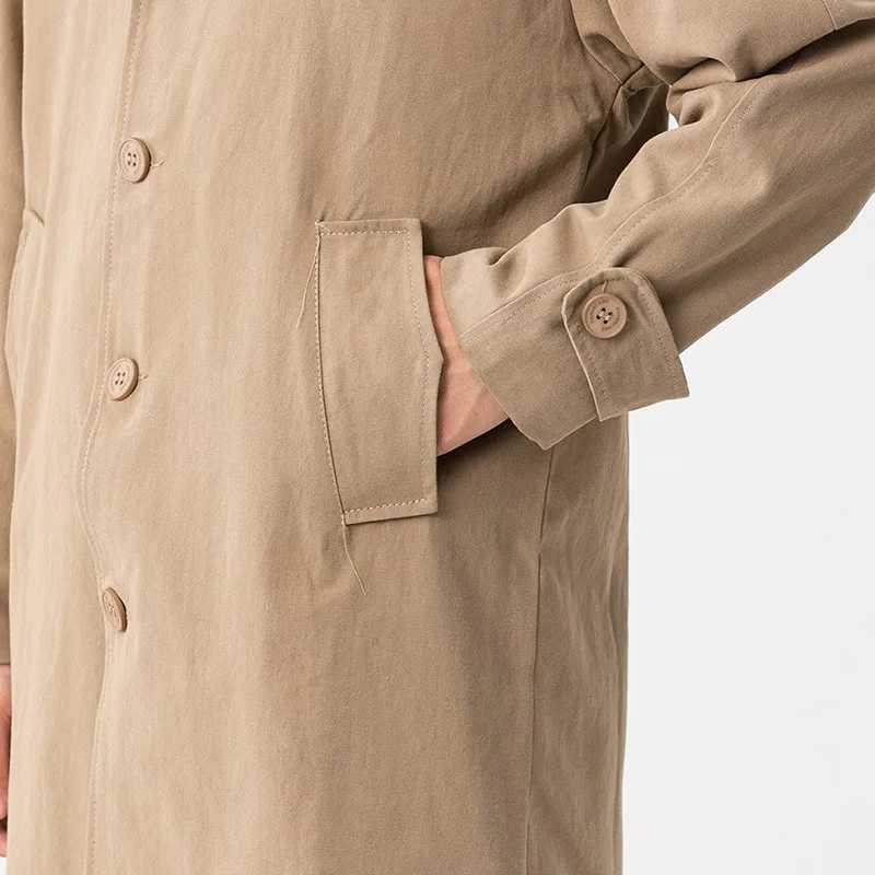 Mens Trench Loose Fashion City Business Leisure Mens Solid Color Medium to Long Japanese Style Youth Luxury Khaki Windbreaker W241007