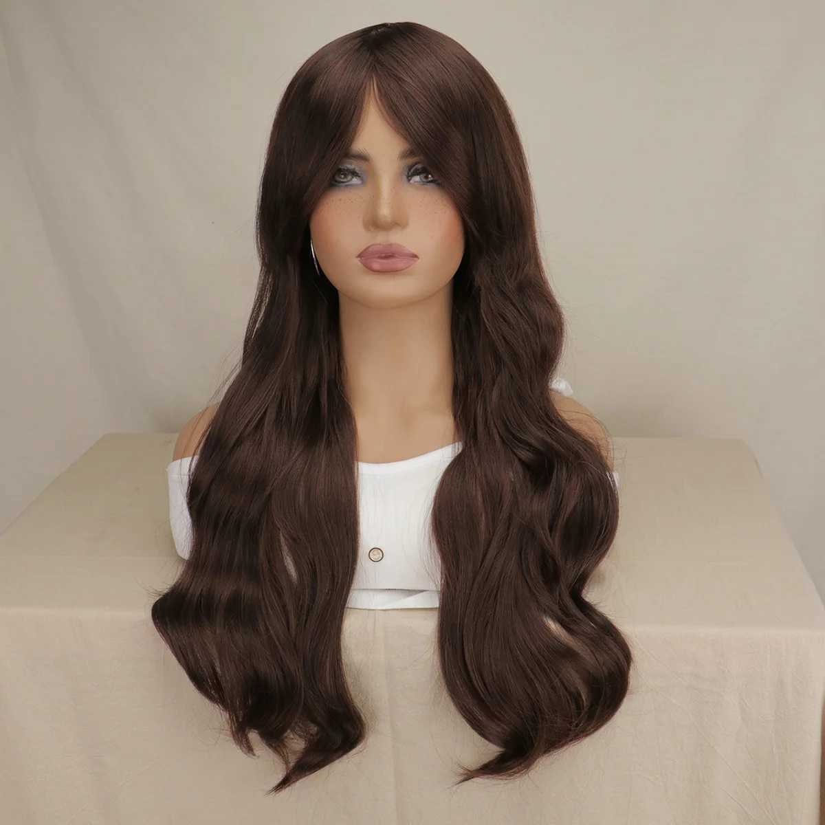 Women Long Wavy Cosplay Wig Red Rose Pink Black Blue Sliver Gray Brown Temperature Synthetic Hair WigsXJ241008