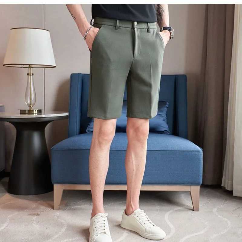 2024 New Trends Summer Solid Color Pocket Mens Zipper Folded Shorts Fashion Simple Edition Casual Knee Length Straight PantsW240713