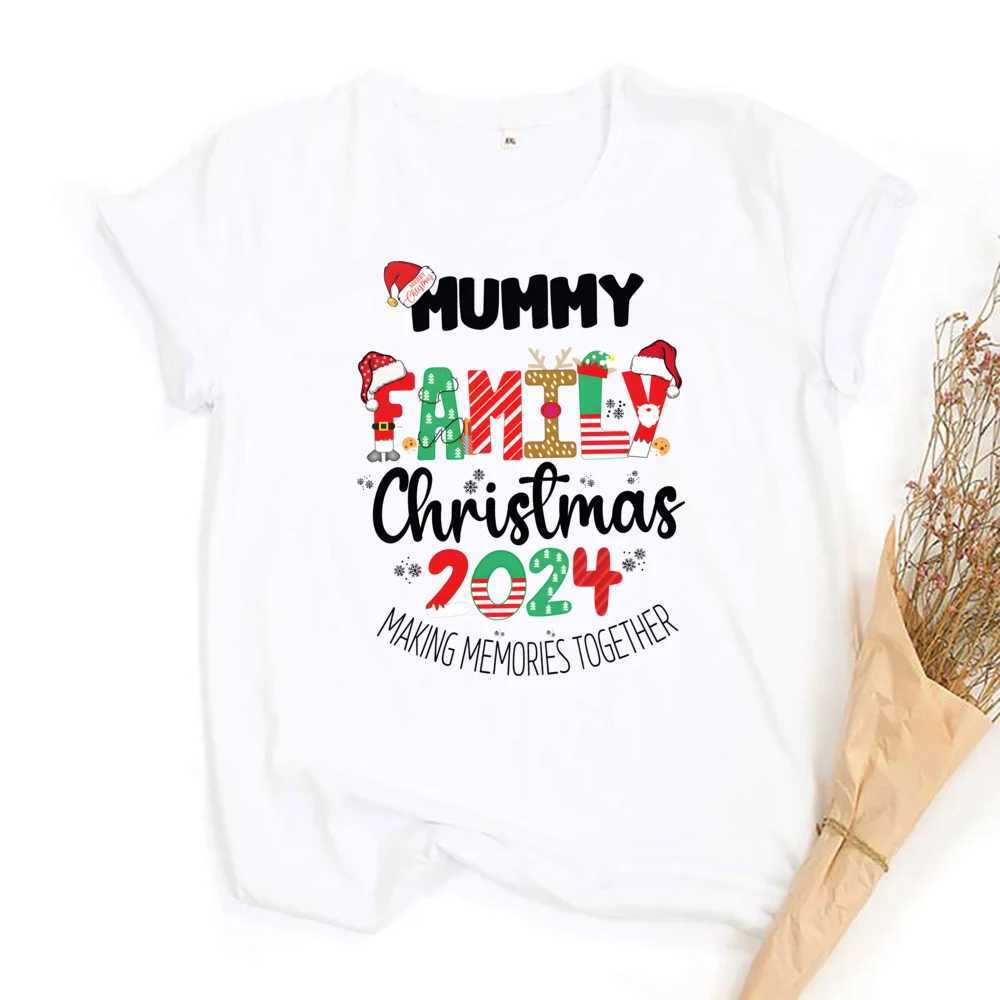 Family Christmas 2024 Print Family Matching Outfits Fashionable and Comfortable Short Sleeve T-shirt Christmas Holiday Clothing W241008