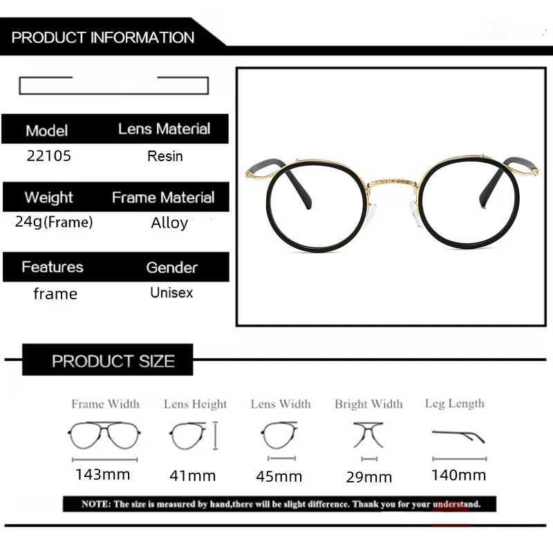 Retro Brand Design Luxury Round Frame Glasses Frame for Men Women Ultralight Stainless Steel Alloy Anti Blue Light EyeglassesX241008