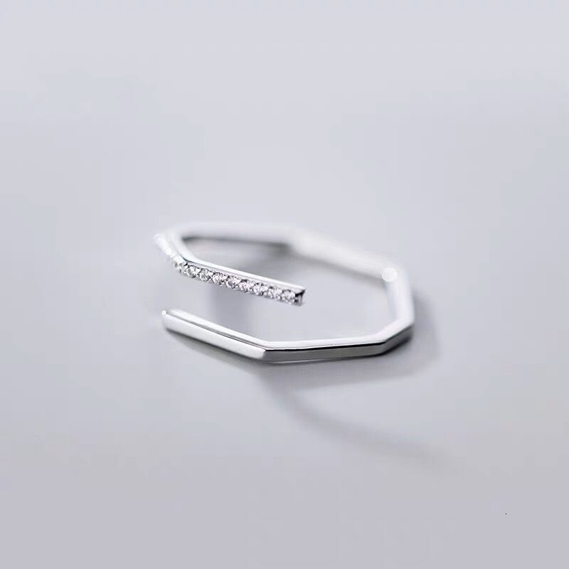 Ring Women's Small Fresh Geometric Diamond Set Polygonal Simple Open Finger Jewelry