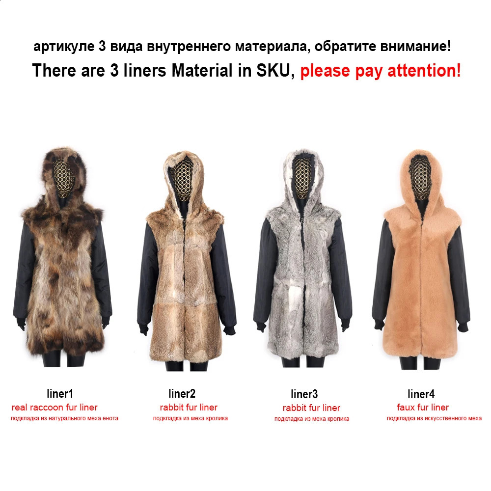 Real Fur Coat Natural Fox Collar Warm Big Outerwear Detachable Womens Long Parka Fashion Winter Jacket 240929