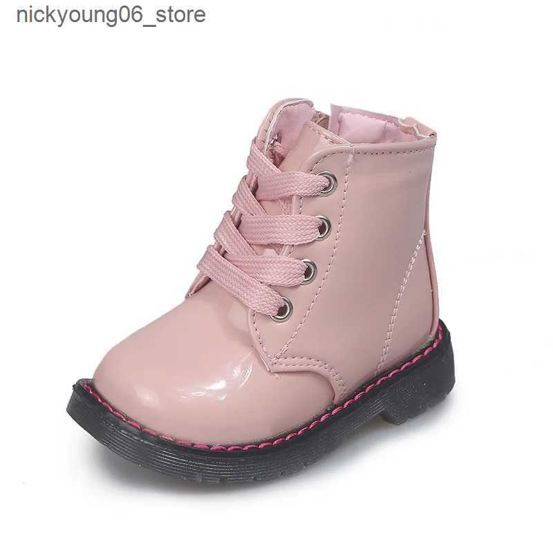 Boots New Waterproof Children Autumn Boots For Baby Girl Fashion Ankle Patent Leather Boots Kids Princess Shoe 1 2 3 4 5 6 Year L240910