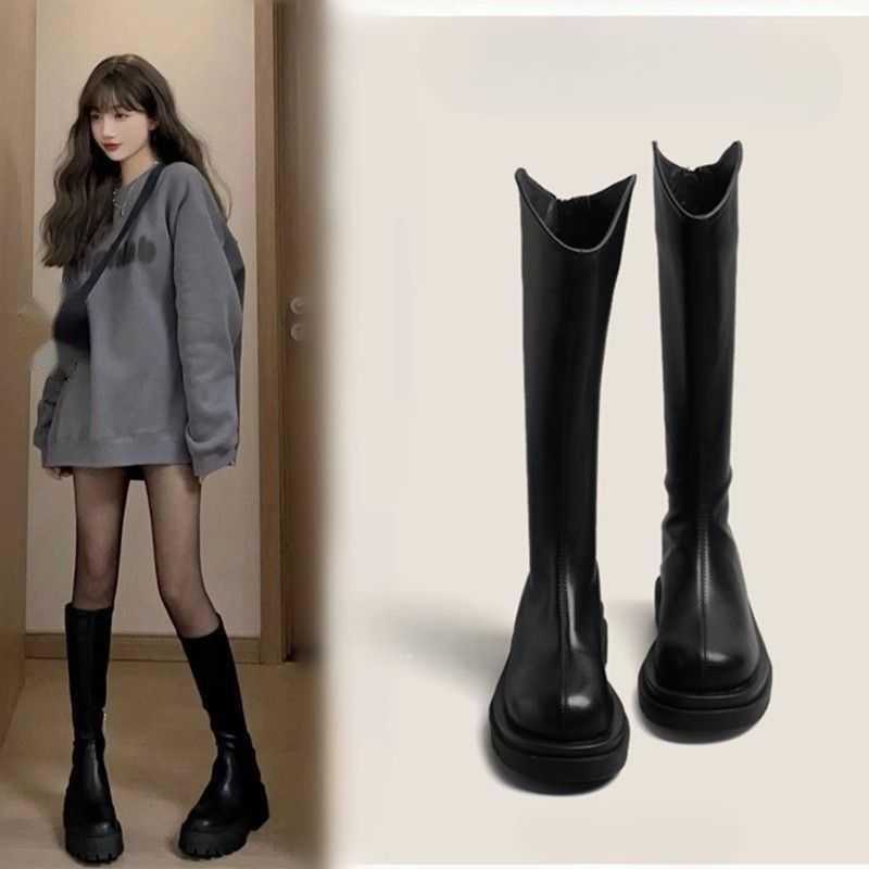 Over The Knee Long Martin Boots For Women In The Autumn Fashion Boots Thick Soled Slim Flat Fashion High Knight Boots Trend 240826