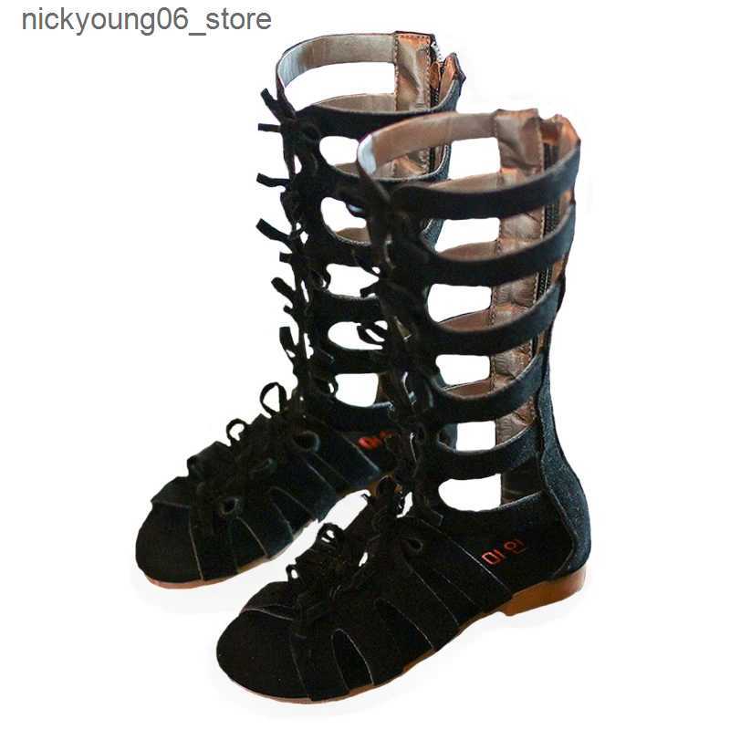 Boots Kids Sandals Summer Fashion Star Sandals High Boots Girls Princess Shoes Flat Heels Children Party Shoes L240910