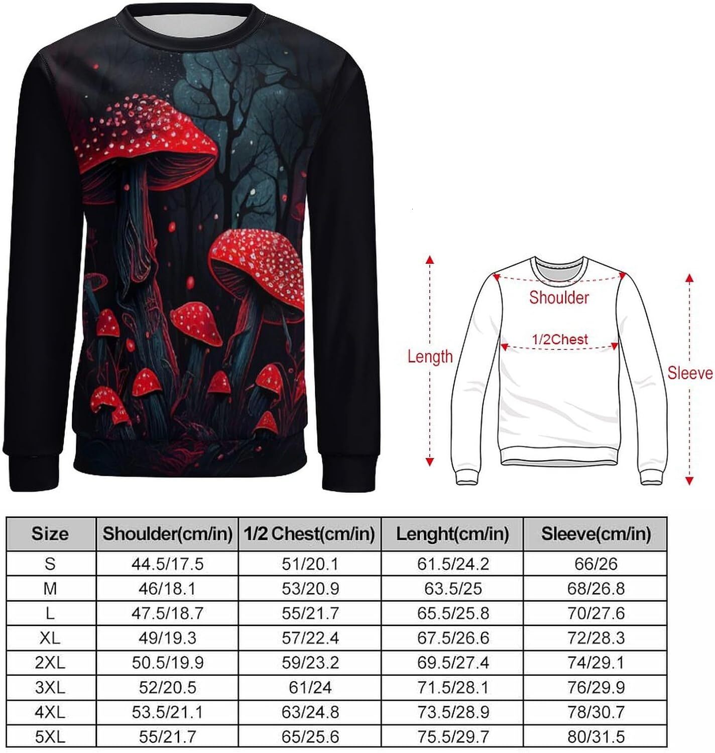 Long Sleeve Shirts for Men sweatshirt Men's Hippy Mushroom Fashion Sweatshirt Novelty Graphic Round Neck Pullover TopsTee Streetwear Casual tops 