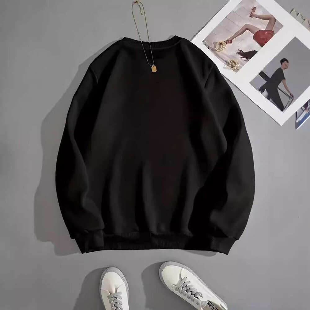 Warehouse style thin fish scale fabric 280g men's and women's round neck solid color casual pullover long sleeved looped sweatshirt
