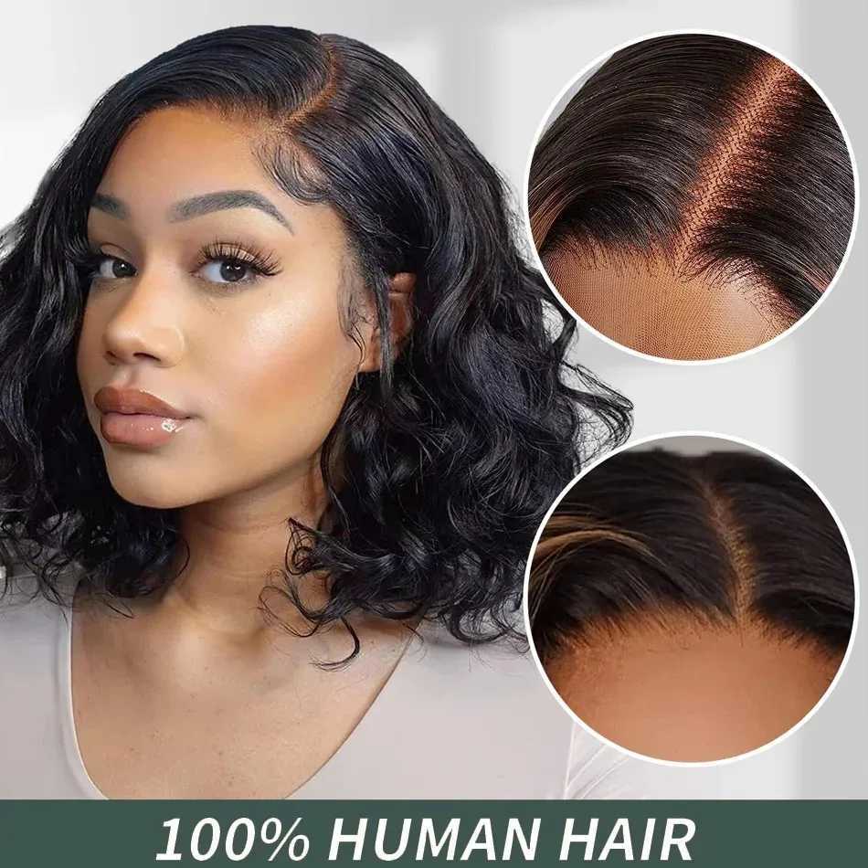 250 Density Bob 13x6 HD Transparent Body Wave Lace Frontal Human Hair Wig 13x4 Lace Front Wig PrePlucked For Black WomenXJ241008