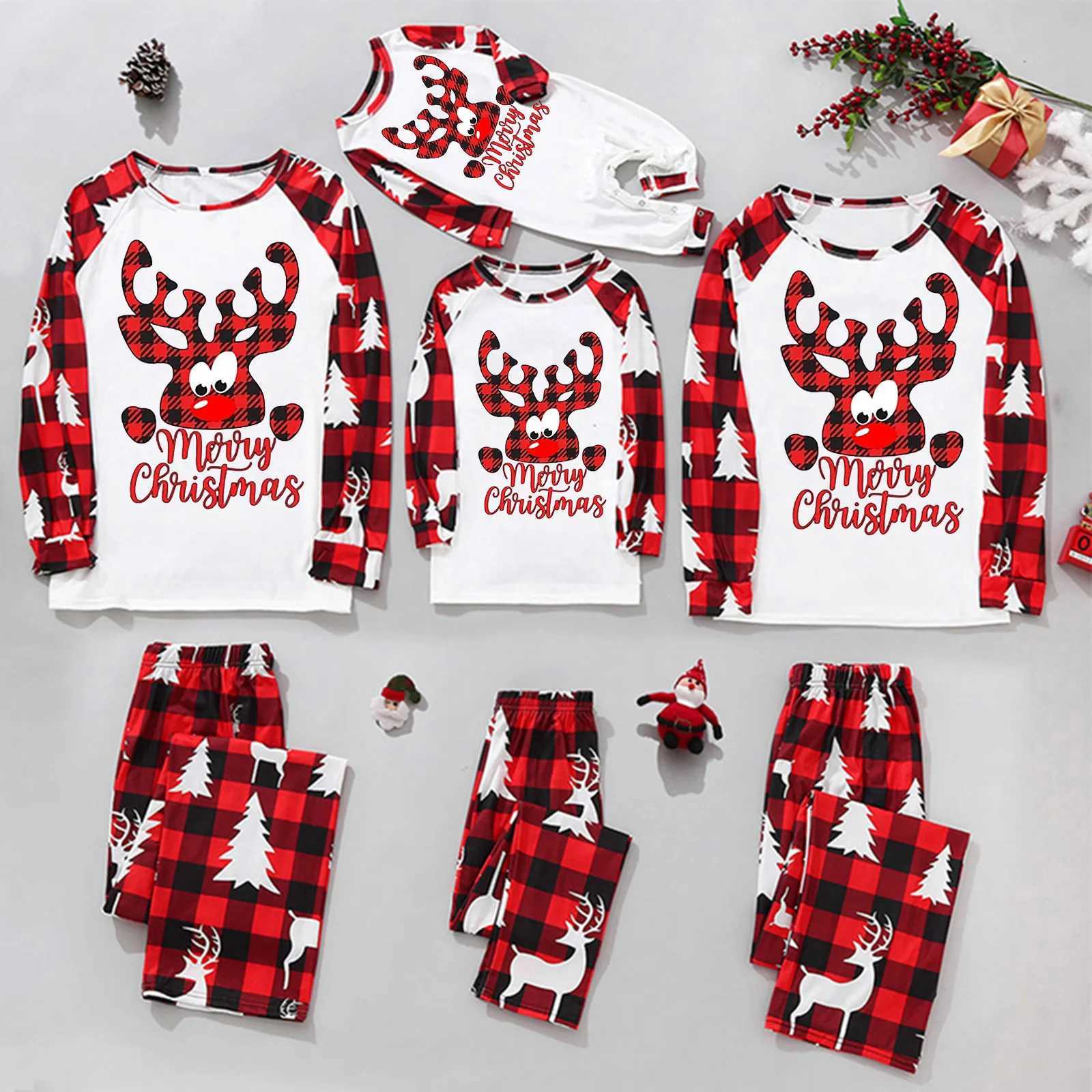 New Christmas Pajamas Family 2023 Christmas Printed Red and White Comfortable Family Matching Set Baby Clothing Family Set W241008