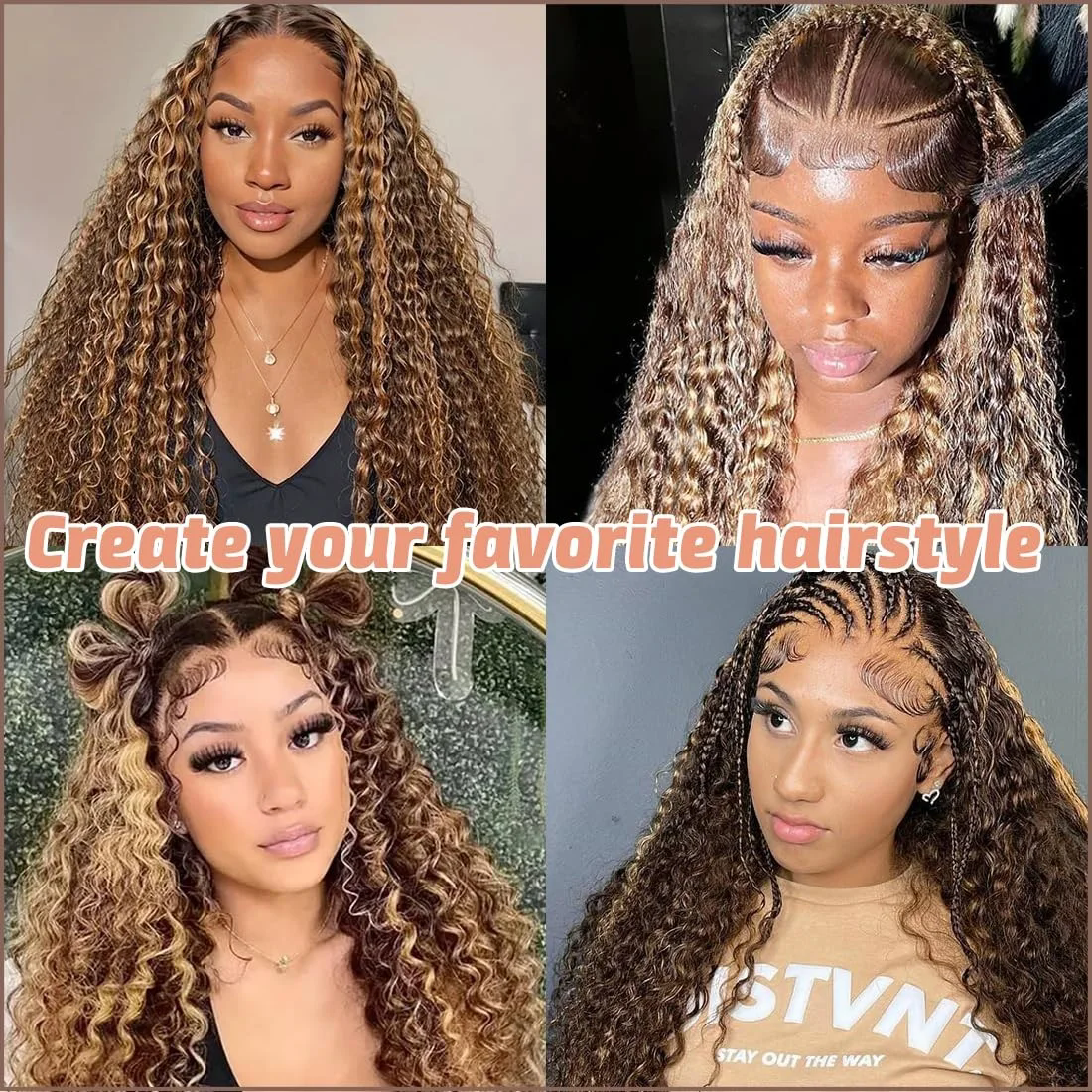 Curly Brown 160 Density Lace Frontal Wig 427 Highlight Ombre HD Deep Wave 28 30 32 Inch 13x4 Human Hair Lace Front Wig african