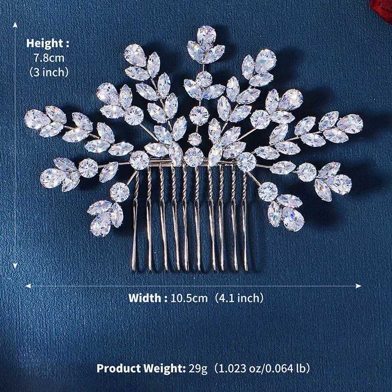 New luxury zirconia bridal hair comb with sparkling handmade hair suitable for womens wedding headpieces and jewelry accessories W241007