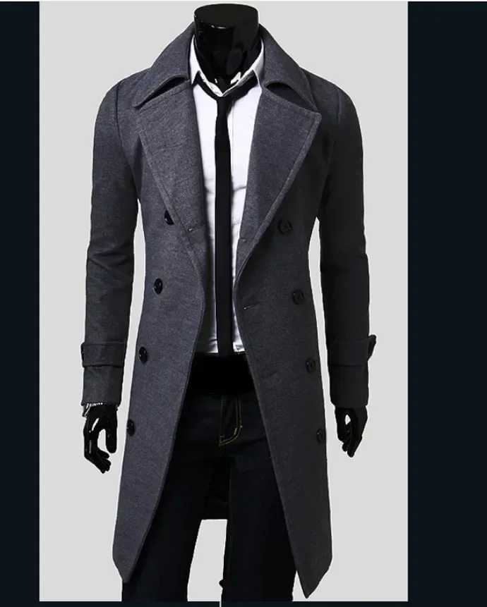 2024 New Mens Double layered Ni Trench Coat Long Fashion Ultra thin Casual Coat Mens Techwear Coat Trench Coat W241007