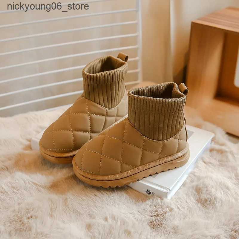 Boots Kid Snow Boots Winter Boots Plush Boy Ankle Boot Warm Girl Cotton Shoes Fashion Kid Shoe Non Slip Padded Boots Botas Nia L240910