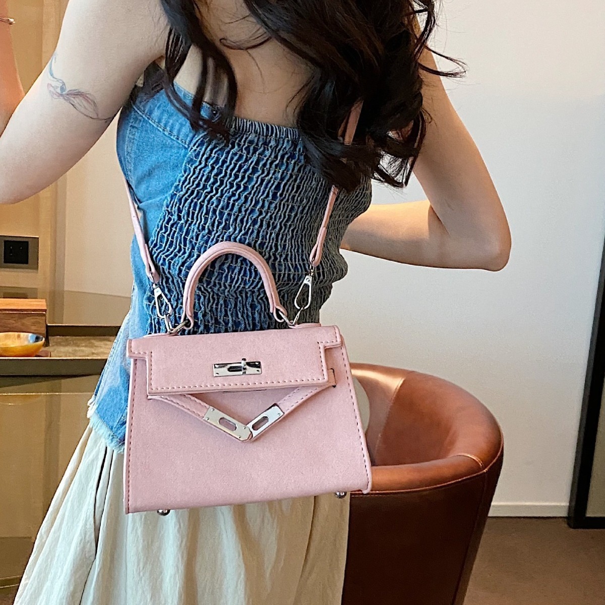Bags Women Blue Handbag Designers Fashion Casual Retro Pu Leather Mini Shoulder Bag