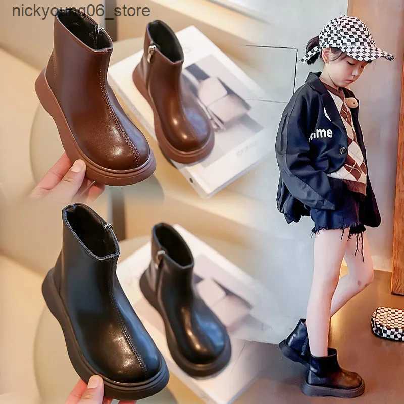 Boots Girls Shoe Autumn Winter Child Short Boots Anti Slip Soft Sole Ankle Boots Barefoot Shoes Kids Casual Shoes L240910