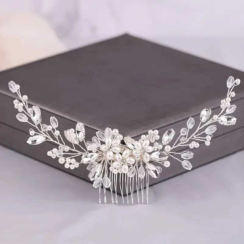 Wedding pearl comb handmade womens hair accessories headwear jewelry for brides W241007