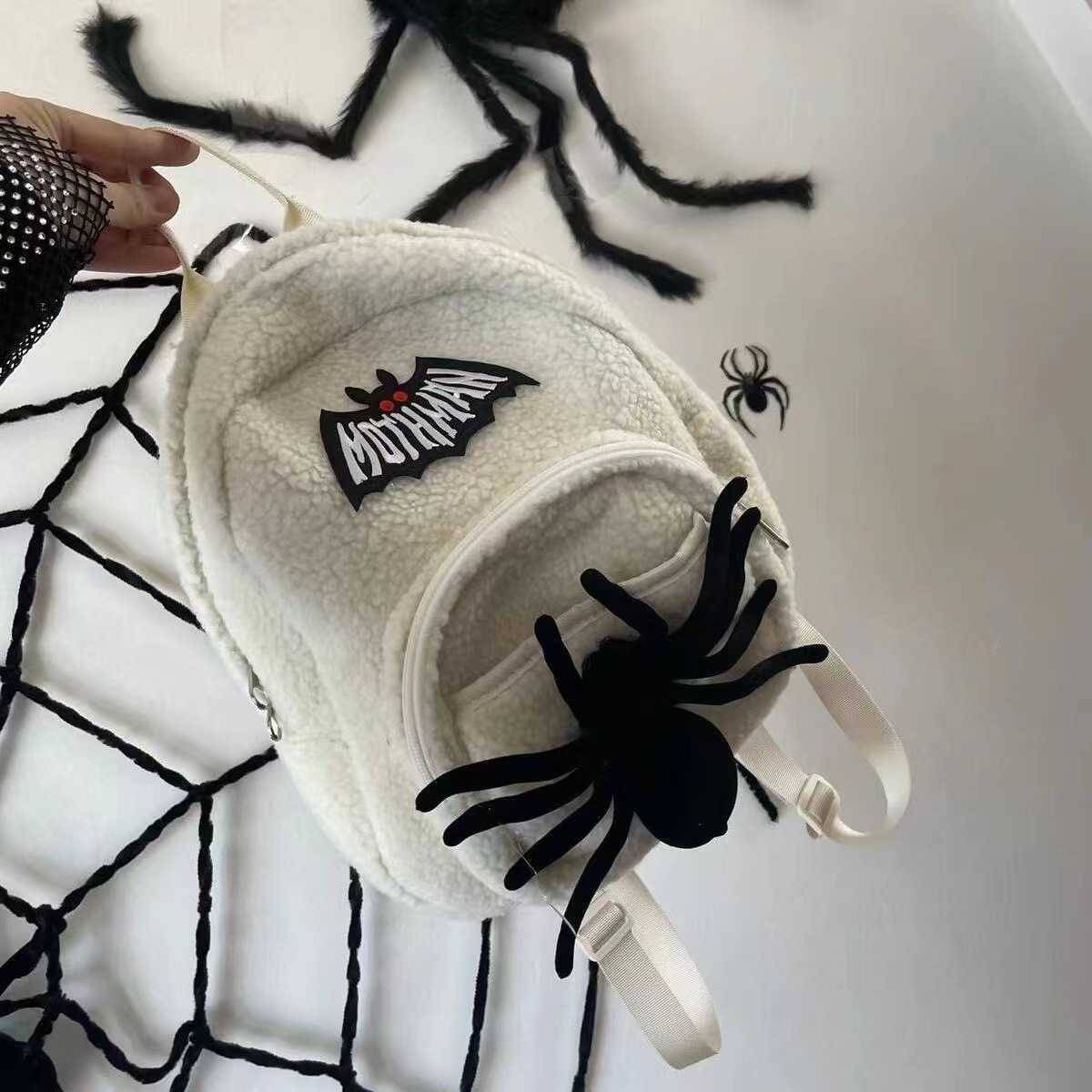 Autumn Winter Spider Ghost Series Plush Bag Lamb Hair Bag T Small Backpack Mini Women's Bag 241015